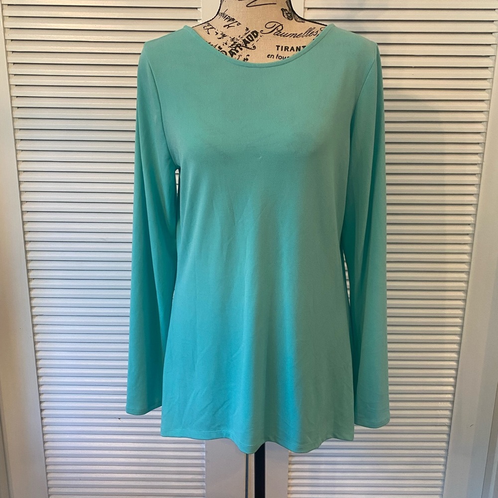 Turquoise long sleeve blouse, size L